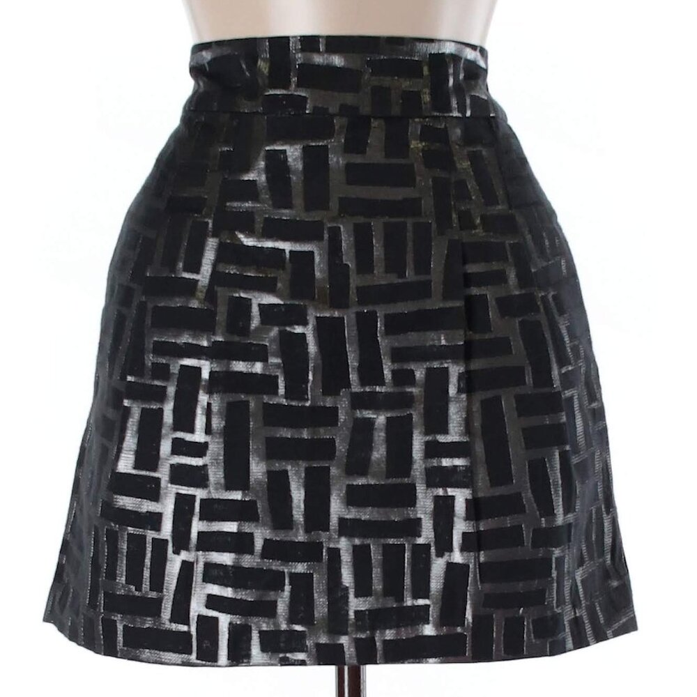 BNWT Banana Republic Black Silver Metallic Short Skirt US 2 Small